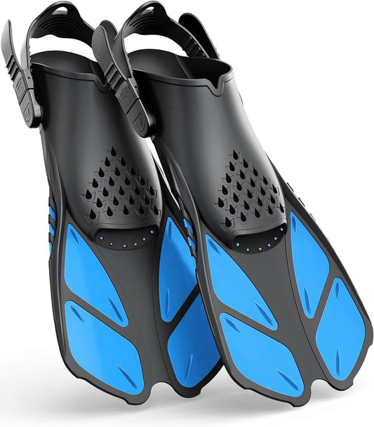 Snorkel Fins Adjustable Buckles Open Heel Swim Flippers Travel Size Swimming Equipment Swim Fins for Open Water Swim Snorkeling Diving Swimming Accessories Adult Men Women