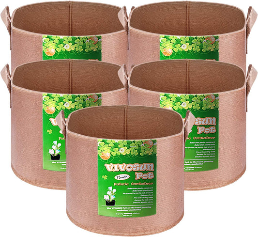 5-Pack 5 Gallon Grow Bags Heavy Duty 300G Thickened Nonwoven Plant Fabric Pots with Handles Tomato grow bags grow bags fabric pots garden bags